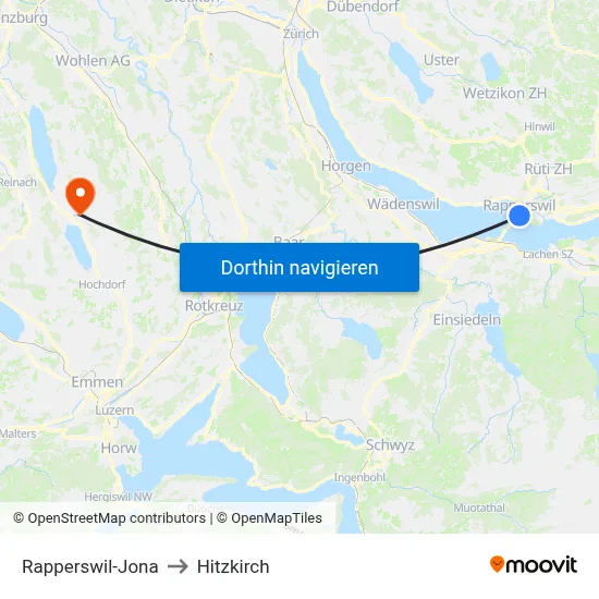 Rapperswil-Jona to Hitzkirch map