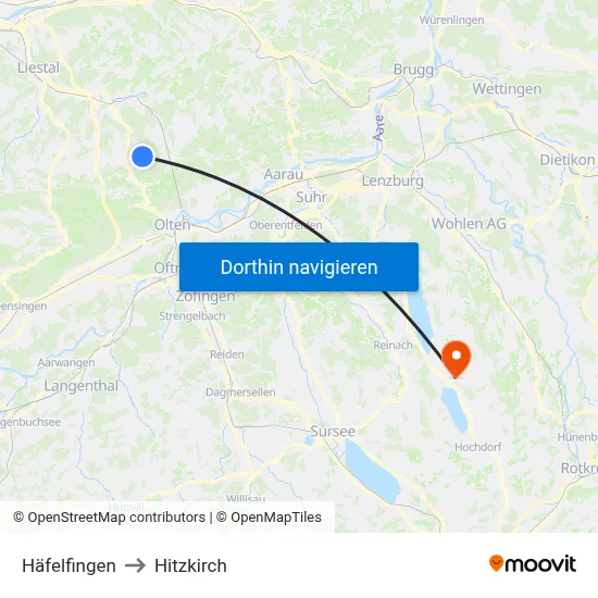 Häfelfingen to Hitzkirch map