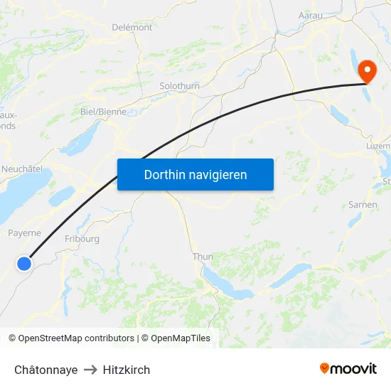 Châtonnaye to Hitzkirch map