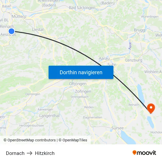 Dornach to Hitzkirch map
