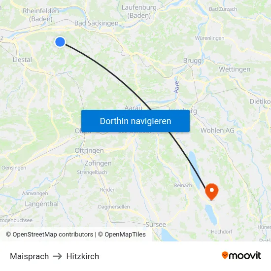 Maisprach to Hitzkirch map