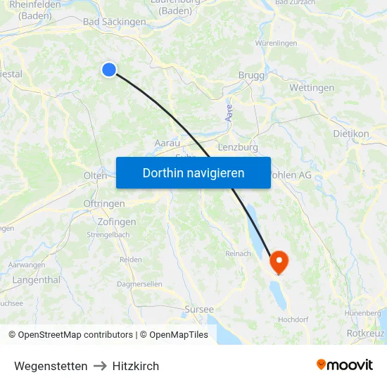 Wegenstetten to Hitzkirch map