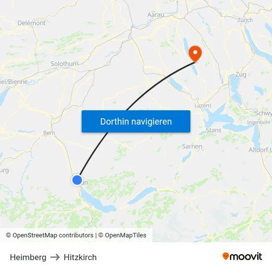 Heimberg to Hitzkirch map