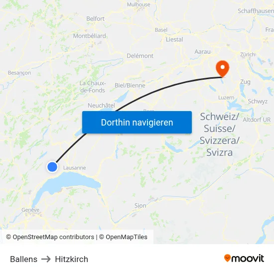 Ballens to Hitzkirch map