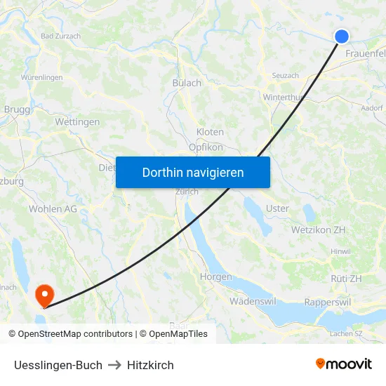 Uesslingen-Buch to Hitzkirch map
