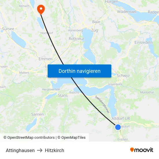 Attinghausen to Hitzkirch map