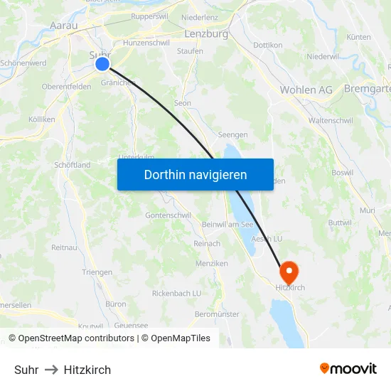 Suhr to Hitzkirch map