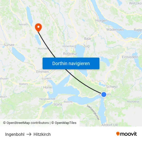Ingenbohl to Hitzkirch map