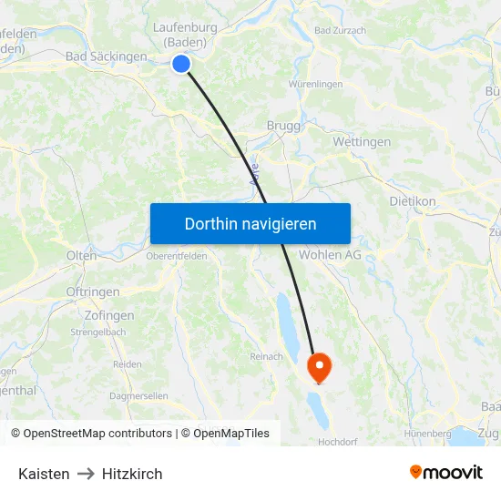 Kaisten to Hitzkirch map