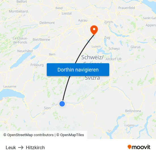 Leuk to Hitzkirch map