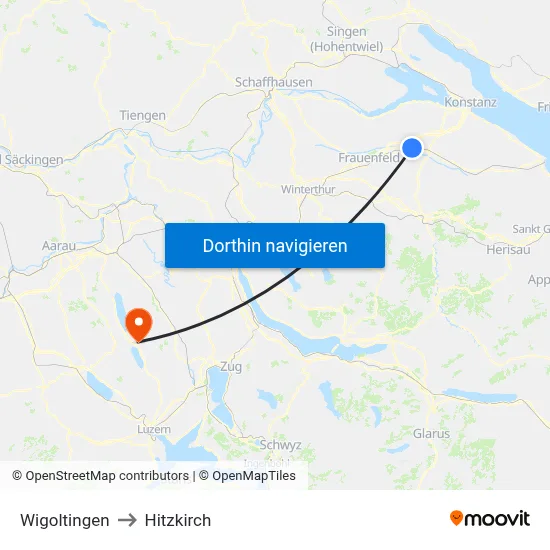 Wigoltingen to Hitzkirch map