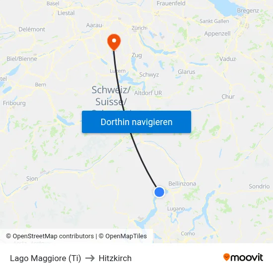Lago Maggiore (Ti) to Hitzkirch map