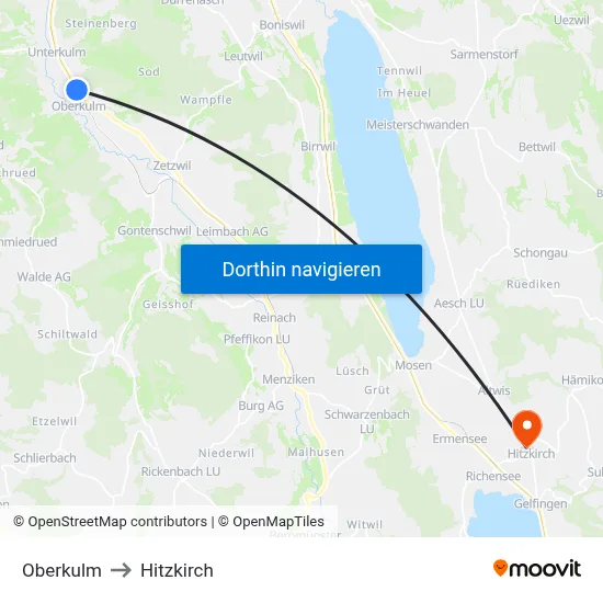 Oberkulm to Hitzkirch map