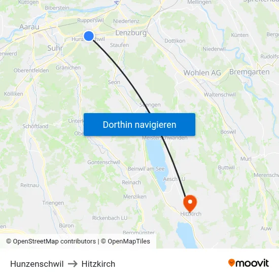 Hunzenschwil to Hitzkirch map