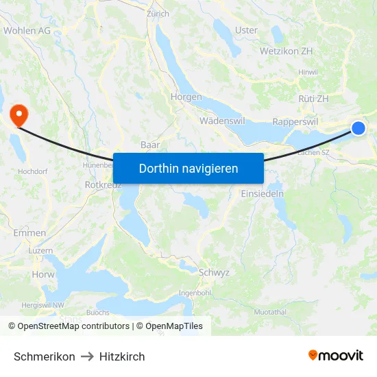 Schmerikon to Hitzkirch map