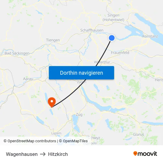 Wagenhausen to Hitzkirch map