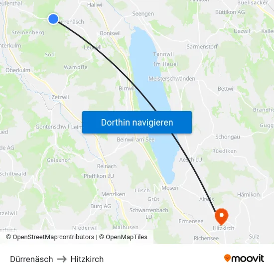 Dürrenäsch to Hitzkirch map