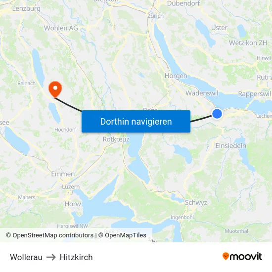 Wollerau to Hitzkirch map