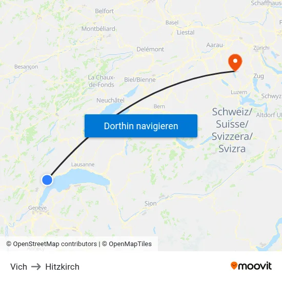 Vich to Hitzkirch map