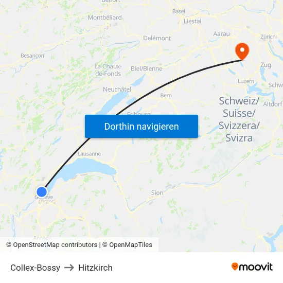 Collex-Bossy to Hitzkirch map