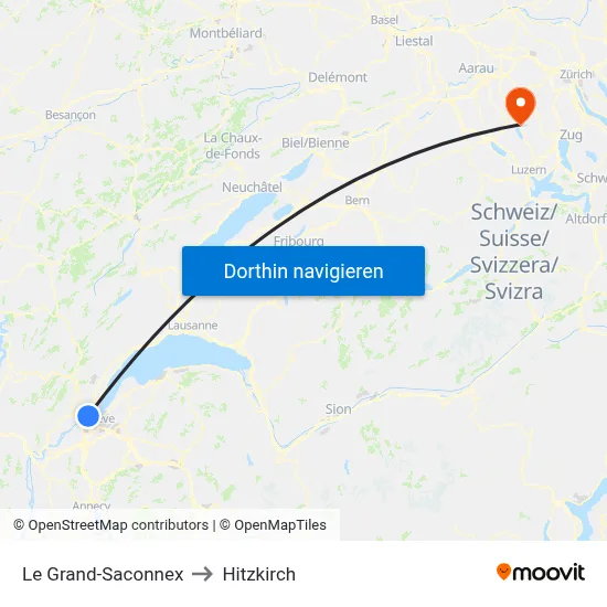 Le Grand-Saconnex to Hitzkirch map