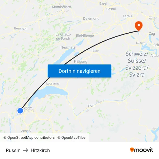 Russin to Hitzkirch map