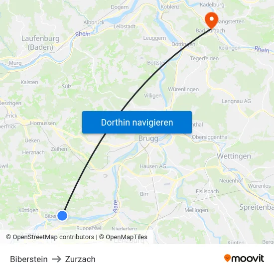 Biberstein to Zurzach map