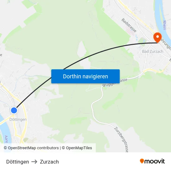 Döttingen to Zurzach map