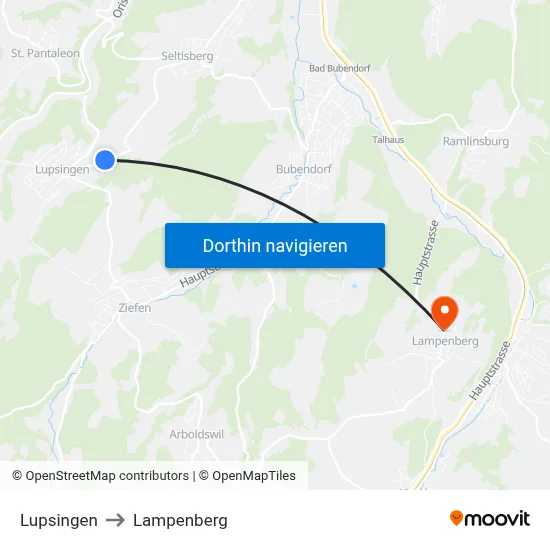 Lupsingen to Lampenberg map