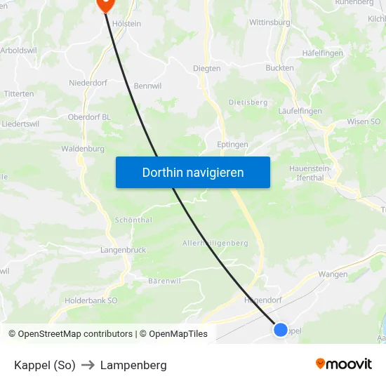 Kappel (So) to Lampenberg map
