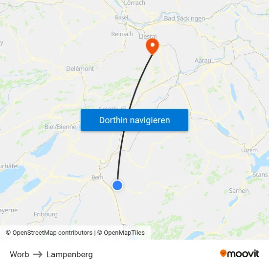 Worb to Lampenberg map