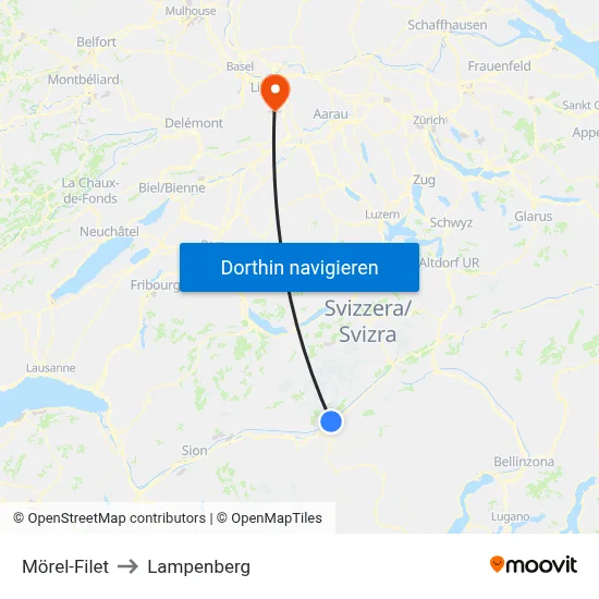 Mörel-Filet to Lampenberg map