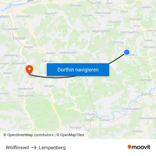 Wölflinswil to Lampenberg map