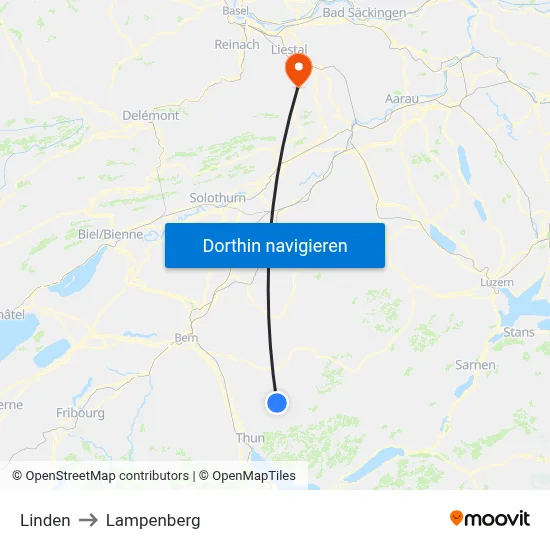 Linden to Lampenberg map