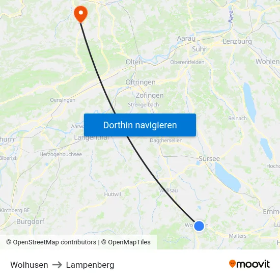 Wolhusen to Lampenberg map