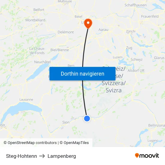 Steg-Hohtenn to Lampenberg map