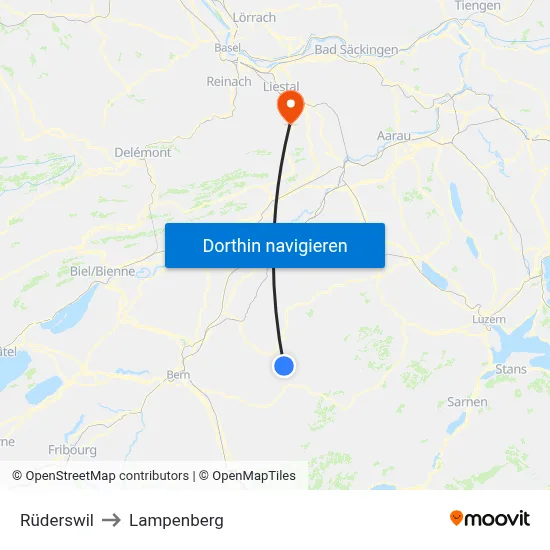 Rüderswil to Lampenberg map