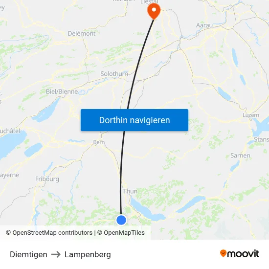 Diemtigen to Lampenberg map