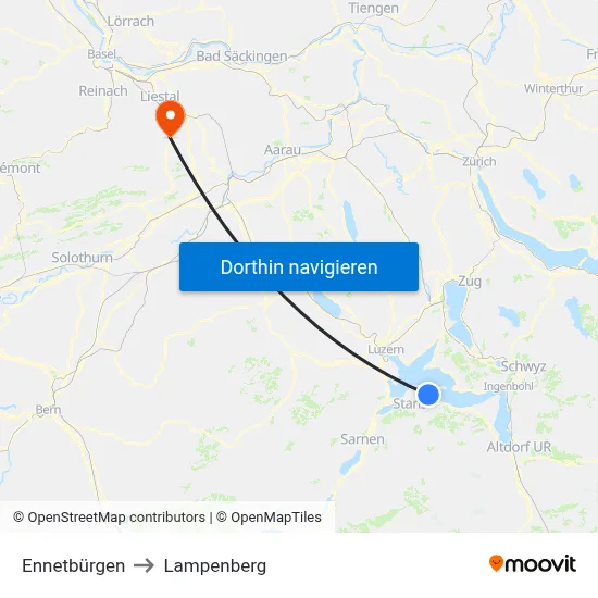 Ennetbürgen to Lampenberg map
