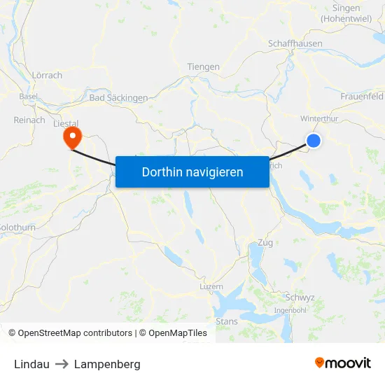 Lindau to Lampenberg map