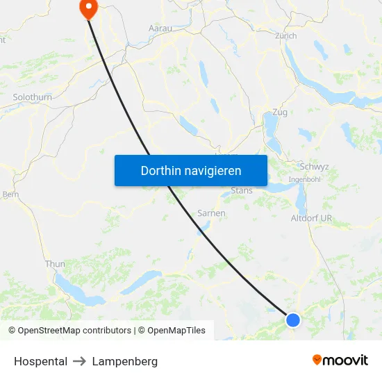 Hospental to Lampenberg map