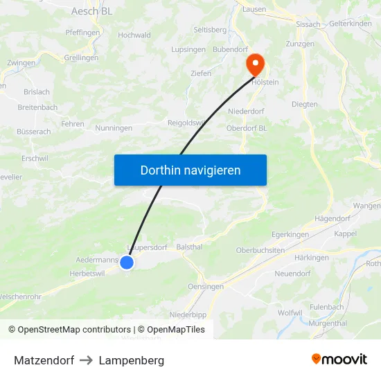 Matzendorf to Lampenberg map