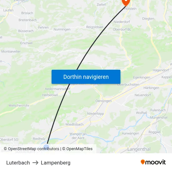 Luterbach to Lampenberg map