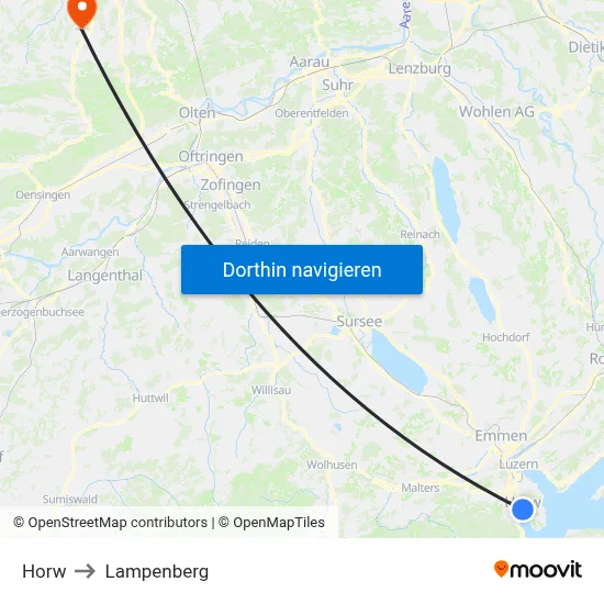 Horw to Lampenberg map