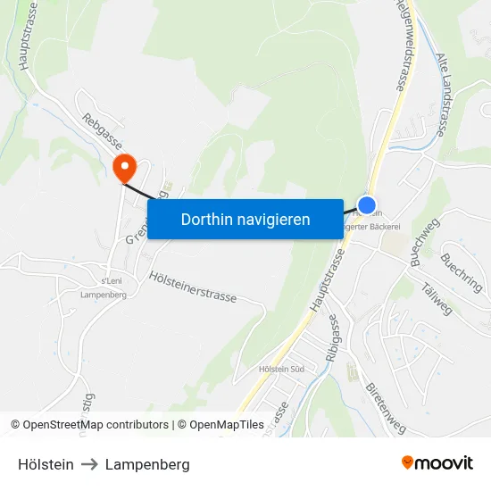 Hölstein to Lampenberg map