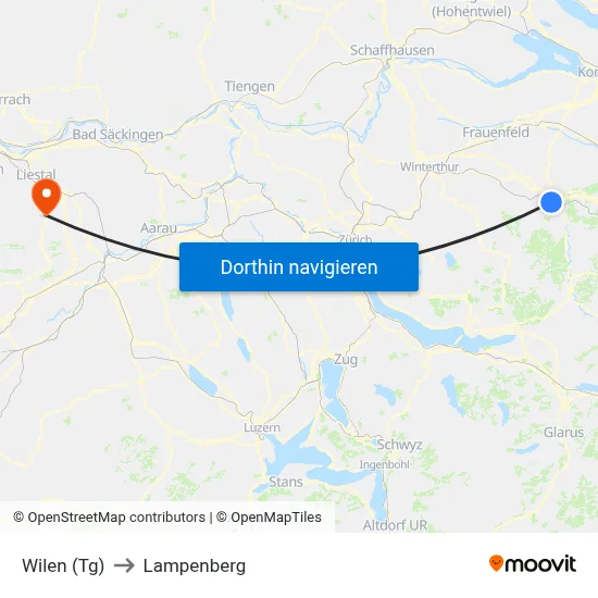 Wilen (Tg) to Lampenberg map