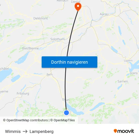 Wimmis to Lampenberg map