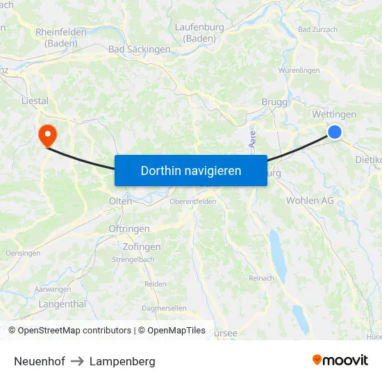 Neuenhof to Lampenberg map