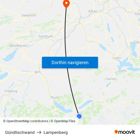 Gündlischwand to Lampenberg map