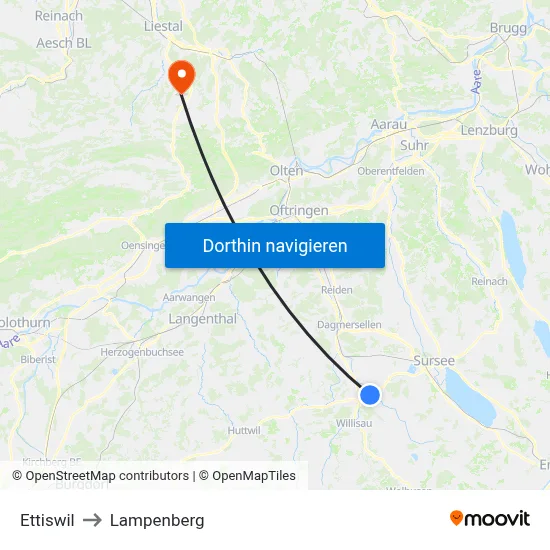 Ettiswil to Lampenberg map